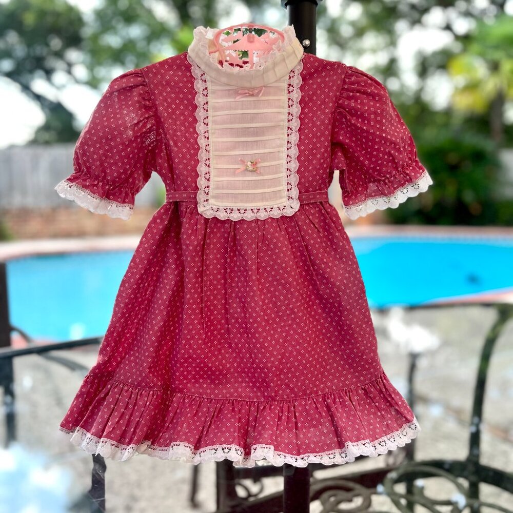 Vintage Sears, 1980's girl's dress with lace, 3T